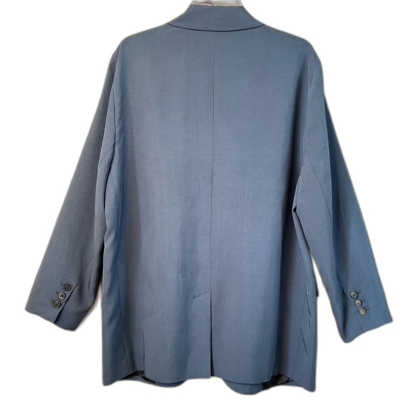 Zara Oversized Slate Blue One Button Front Faux Pocket Soft Blazer Size L - Picture 2 of 16